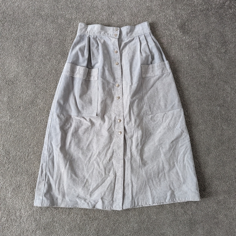 Jonathan Christopher Maxi Leather Skirt Front Button Pleated Cargo Y2K Vintage